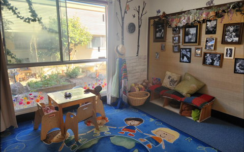 Creative arts studio with children painting